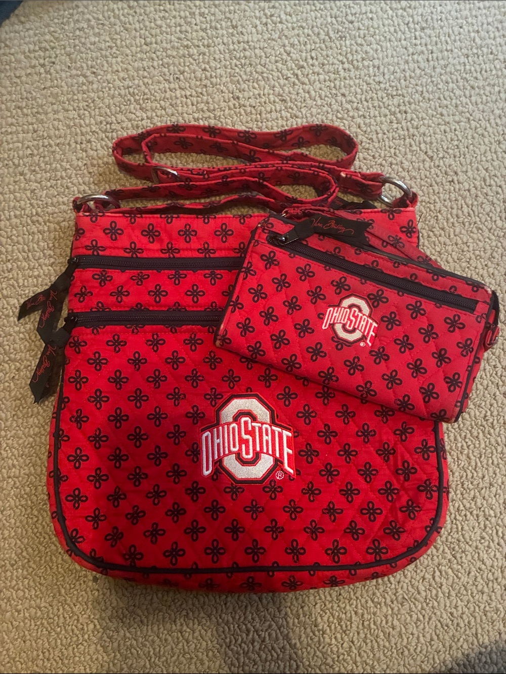 Vera Bradley Red Ohio State Crossbody with Matching Pouch